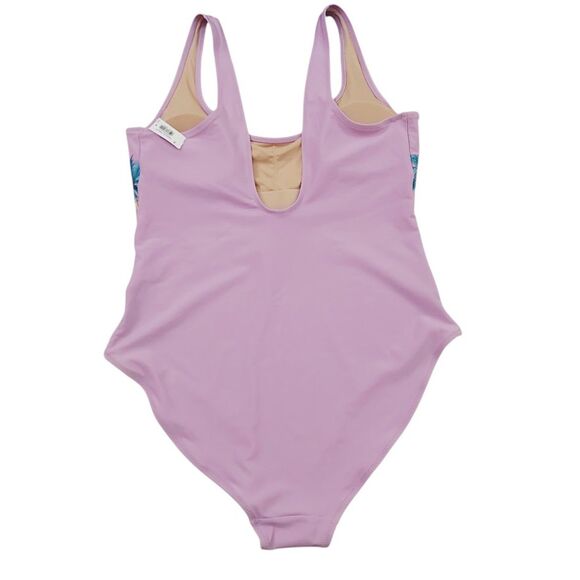 Old Navy Swimsuit Womens XL Lilac Padded Tropical Print Outdoor Pool Beach - Picture 6 of 12